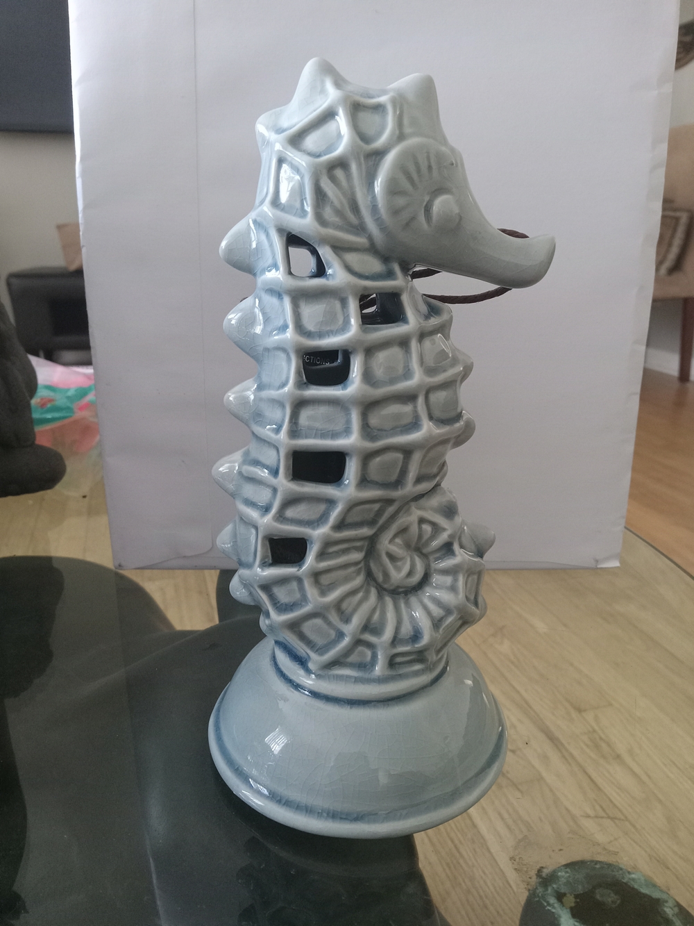 Seahorse Ceramic Scented Accent Sculpture - Light Blue